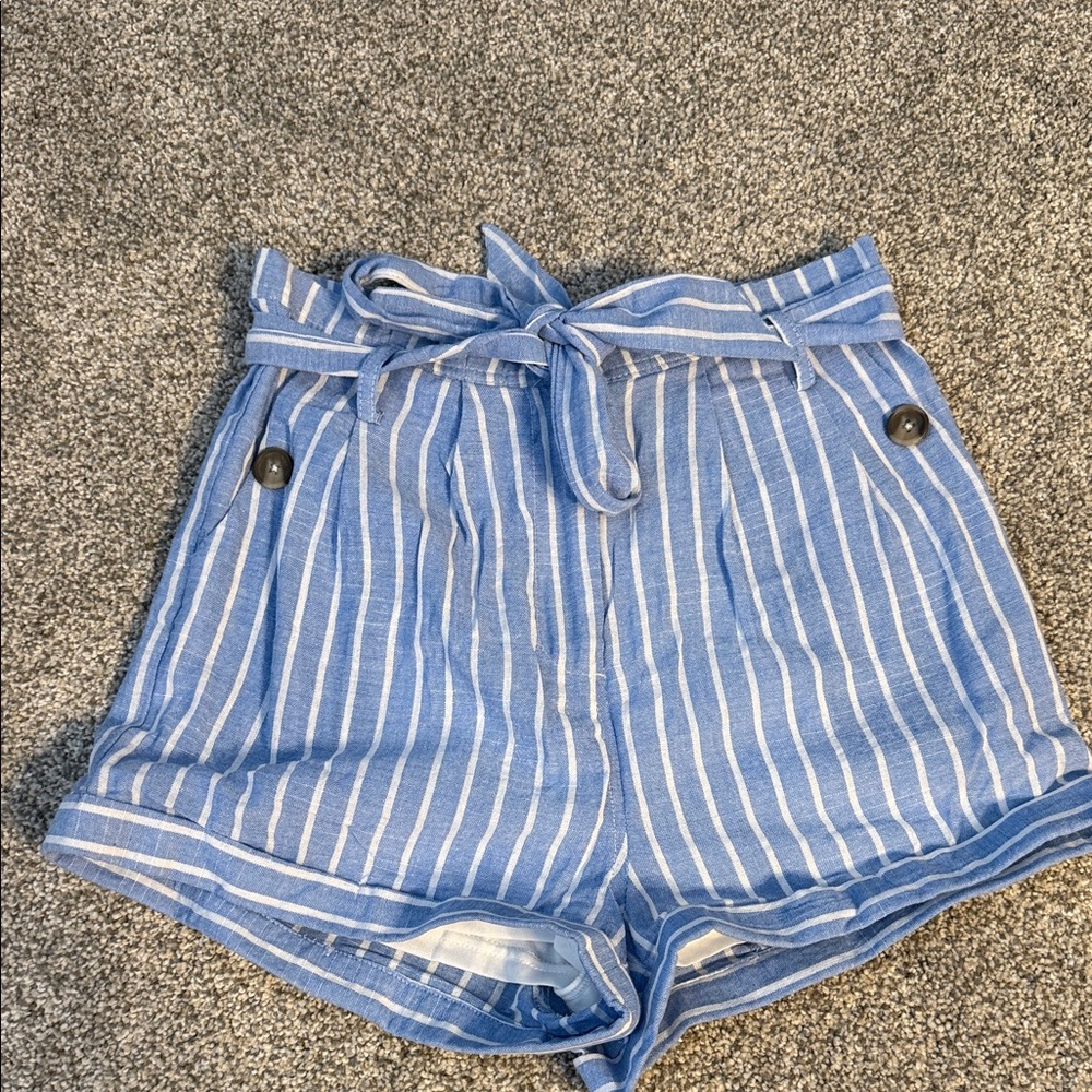 Blue Striped Women's Shorts